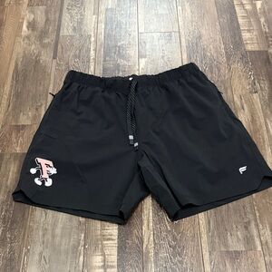 Fabletics Black Athletic Shorts with Pink Logo